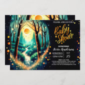 Enchanted Fireflies Bossen Baby shower Kaart (Voorkant / Achterkant)