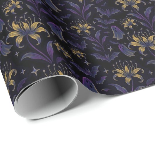 Enchanted Floral Bat Wrapping Paper Cadeaupapier (Rol Hoek)