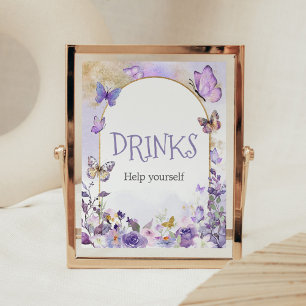 Enchanted Floral Butterfly Baby shower Drinken Poster