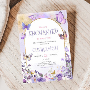 Enchanted Floral Butterfly Baby shower Kaart