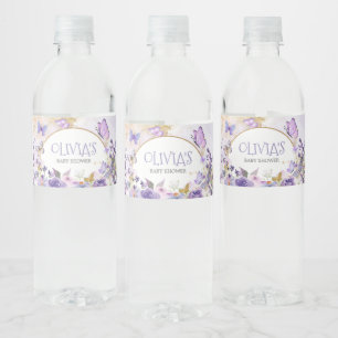 Enchanted Floral Butterfly Baby shower Waterfles Etiket