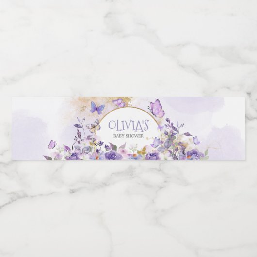 Enchanted Floral Butterfly Baby shower Waterfles Etiket (Enkel label)