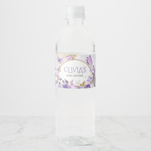 Enchanted Floral Butterfly Baby shower Waterfles Etiket (Voorkant)
