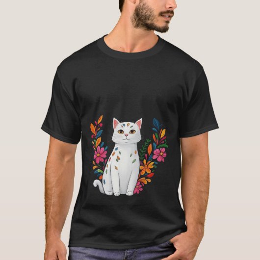 Enchanted Floral Cat T-shirt (Voorkant)