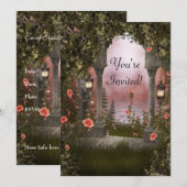 Enchanted Floral Garden Event Invite Kaart (Voorkant / Achterkant)