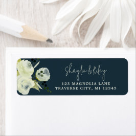 Enchanted Floral Midnight Blue Flowers Wedding Etiket