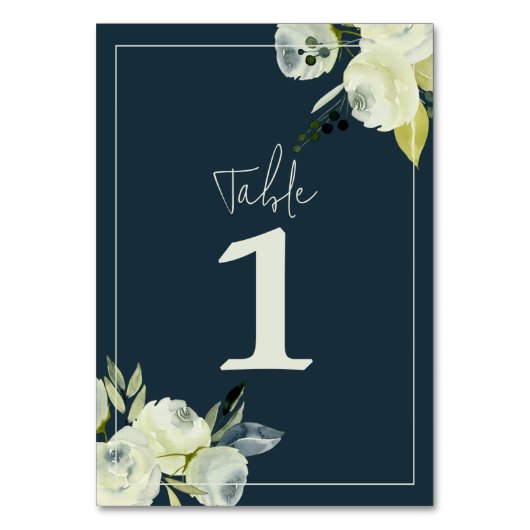 Enchanted Floral Midnight Blue Wedding Kaart (Voorkant)