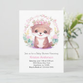 Enchanted Floral Otter Meisje Baby shower Kaart (Staand voorkant)