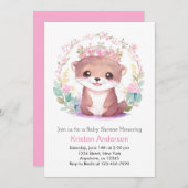 Enchanted Floral Otter Meisje Baby shower Kaart (Voorkant / Achterkant)