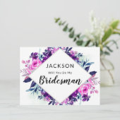 Enchanted Floral Violet Bridesman proposal Kaart (Staand voorkant)
