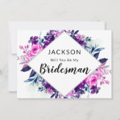 Enchanted Floral Violet Bridesman proposal Kaart (Voorkant)