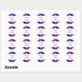 Enchanted Floral Violet Silver Wedding Monogram Ronde Sticker (Vel)