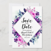 Enchanted Floral Violet Waterverf Diamond Chic Save The Date (Voorkant)