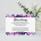 Enchanted Floral Violet Zilver Bruiloft Routebesch Informatiekaartje (Staand voorkant)