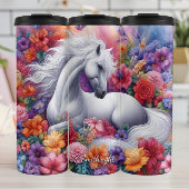 Enchanted Floral White Horse Dream Thermosbeker