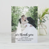 Enchanted Floral Wij danken u bruiloft paar foto Bedankkaart (Staand voorkant)