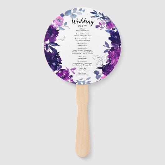 Enchanted Floral Wreath Huwelijksceremonie Program Handwaaier (Achterkant)
