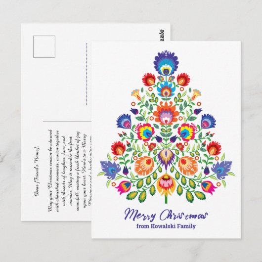 Enchanted Florals: Een Yuletide Tapestry van Folkl Briefkaart (Voorkant / Achterkant)