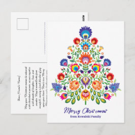 Enchanted Florals: Een Yuletide Tapestry van Folkl Briefkaart