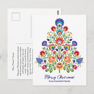 Enchanted Florals: Een Yuletide Tapestry van Folkl Briefkaart