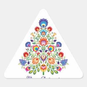 Enchanted Florals: Een Yuletide Tapestry van Folkl Sticker