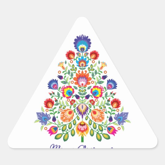 Enchanted Florals: Een Yuletide Tapestry van Folkl Sticker (Voorkant)