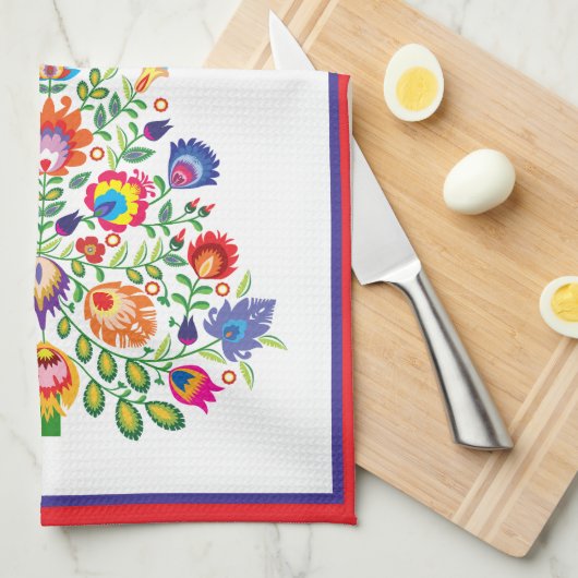 Enchanted Florals: Een Yuletide Tapestry van Folkl Theedoek (Quarter Fold)