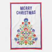 Enchanted Florals: Een Yuletide Tapestry van Folkl Theedoek (Verticaal)