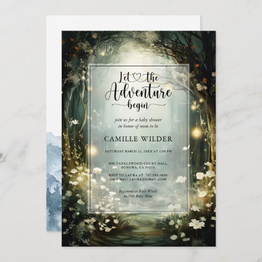 Enchanted Forest Adventure gaat van start met Baby Kaart (Voorkant / Achterkant)