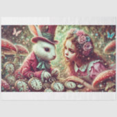 Enchanted Forest Alice Rabbit Clocks Decoupage Tissuepapier (Voorkant)