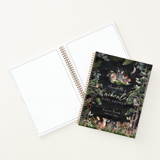 Enchanted Forest Animals Baby shower Gastenboek Notitieboek (Binnen)