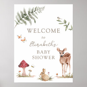 Enchanted Forest Animals Baby shower Welkom Poster