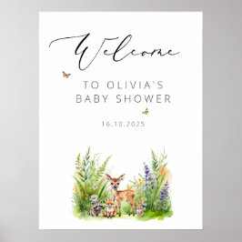 Enchanted Forest Animals Baby shower Welkom Poster