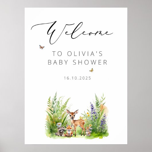 Enchanted Forest Animals Baby shower Welkom Poster (Voorkant)