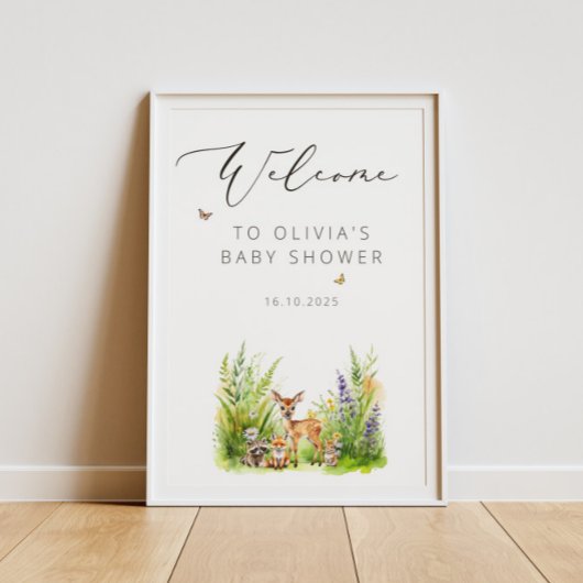 Enchanted Forest Animals Baby shower Welkom Poster