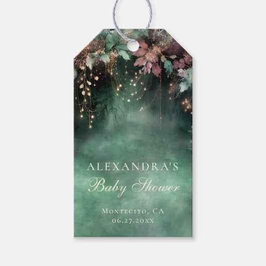 Enchanted Forest Arch Baby shower Welkomstbord Cadeaulabel (Voorkant)