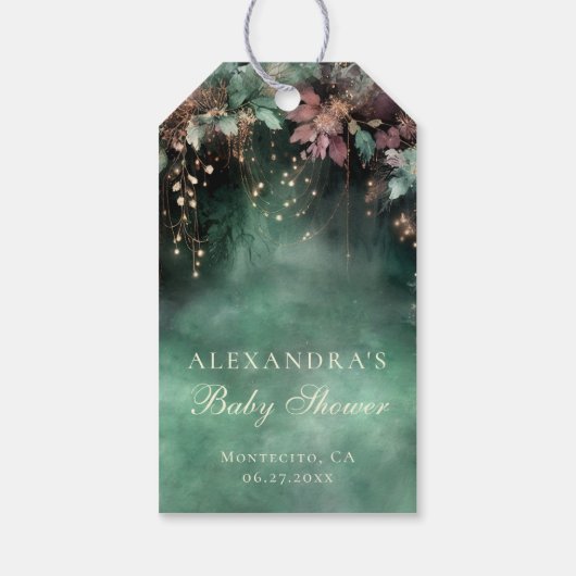 Enchanted Forest Arch Baby shower Welkomstbord Cadeaulabel (Achterkant)