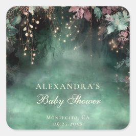 Enchanted Forest Arch Baby shower Welkomstbord Vierkante Sticker