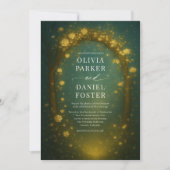 Enchanted Forest Arch Gold Emerald Green Wedding Kaart (Voorkant)
