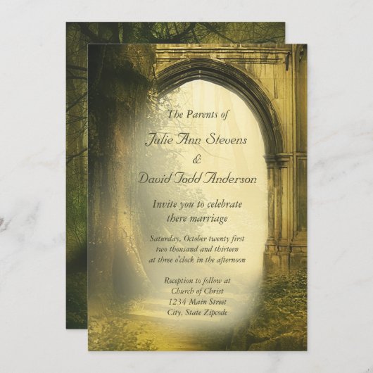 Enchanted Forest Arch Wedding Kaart (Voorkant / Achterkant)