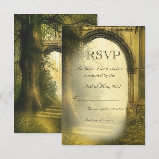Enchanted Forest Arch Wedding RSVP (Voorkant / Achterkant)