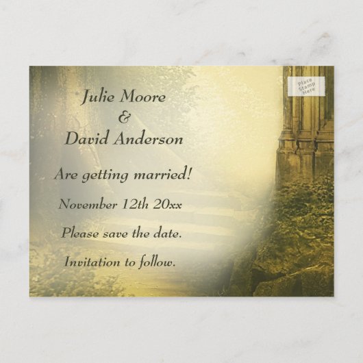 Enchanted Forest Arch Wedding Sla de datum op Aankondigingskaart (Achterkant)