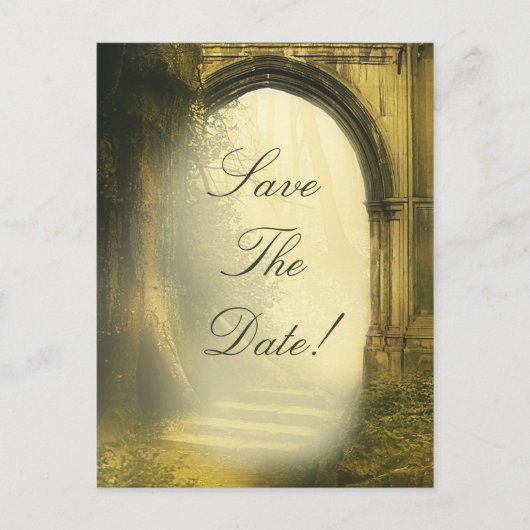 Enchanted Forest Arch Wedding Sla de datum op Aankondigingskaart (Voorkant)