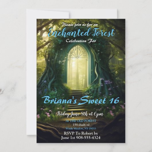 Enchanted Forest Archway Sweet 16 Uitnodiging (Voorkant)