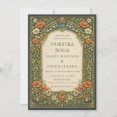Enchanted Forest Art Nouveau Nuestra Boda Wedding Kaart (Voorkant)