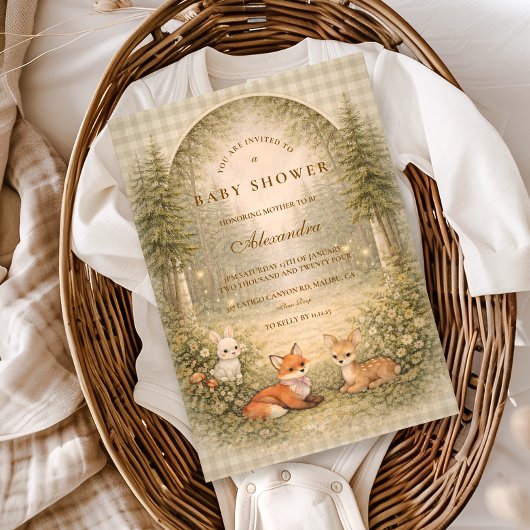 Enchanted Forest Baby Animals Baby Shower Kaart