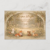Enchanted Forest Baby Animals Diapper Raffle Informatiekaartje (Voorkant)