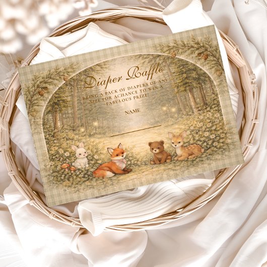 Enchanted Forest Baby Animals Diapper Raffle Informatiekaartje