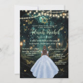 Enchanted Forest Baby Blauwe Jurk Bat Mitzvah Kaart (Voorkant)