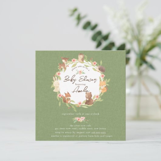 Enchanted Forest Baby shower Kaart (Staand voorkant)